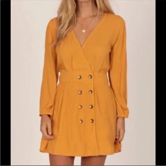 Revolve Amuse Society Georgie mustard yellow dress - Picture 1 of 12